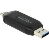 DeLOCK Adapt.Micro USB-USB + Card R., Lecteur de carte Noir