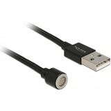 DeLOCK Câble de données et de charge USB magnétique Noir, 1,1 mètre