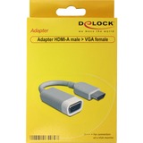 DeLOCK HDMI A > VGA, Adaptateur Gris, 0,15 mètres