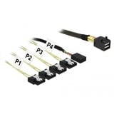 DeLOCK Mini SAS HD SFF-8643 > 4x SATA 7-Pin, Câble Noir, 1 mètre + Sideband 1 m métal