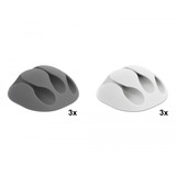 DeLOCK Porte-câbles à 3 canaux, Support Blanc/gris, 6 pièces