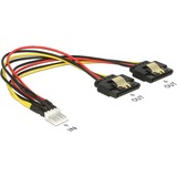 DeLOCK Power Floppy 4 pin male > 2 x SATA 15 pin female, Câble en Y Noir/Rouge, 0,2 mètres