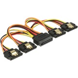 DeLOCK SATA 15 pin power > SATA 15 pin power 4x, Câble Noir/Rouge, 0,15 mètre