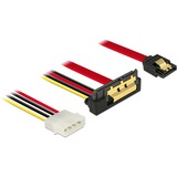 DeLOCK SATA 7 broches + prise d'alimentation Molex 4 broches > SATA 22 broches connecteur coudé, Adaptateur Noir/Rouge
