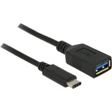 DeLOCK SuperSpeed USB-C 3.1, Gen 1 mâle > USB-A femelle, Adaptateur Noir, 0,15 mètre