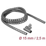 DeLOCK Tuyau spiralé avec outil d'insertion 2,5 m x 15 mm, Tuyau flexible de câble Gris