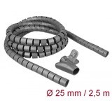 DeLOCK Tuyau spiralé avec outil d'insertion 2,5 m x 25 mm, Tuyau flexible de câble Gris
