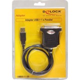 DeLOCK USB 1.1 sur Parallel, Câble Noir, 0,8 mètres