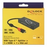 DeLOCK USB-C > HDMI/VGA, Adaptateur Noir, 0,2 mètres