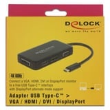 DeLOCK USB-C > VGA / HDMI / DVI / DisplayPort, Adaptateur Noir, 0,15 mètres