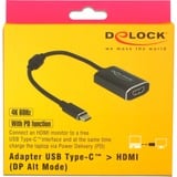 DeLOCK USB-C (mâle) > HDMI (femelle), Adaptateur Gris foncé, 0,2 mètre, 4K 60Hz