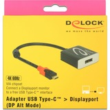 DeLOCK USB-C mâle > DisplayPort femelle (DP Alt Mode), Adaptateur Noir, 0,2 mètre, 4K 60Hz