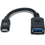 HP USB-C > USB A (2UX19AA), Adaptateur Noir, 0,1 mètres