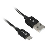 Sharkoon Câble USB 2.0, USB-A > micro-USB B Noir/gris, 0,5 mètre