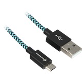 Sharkoon Câble USB 2.0, USB-A > micro-USB B Noir/Bleu clair, 0,5 mètre