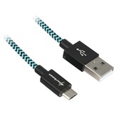 Sharkoon Câble USB 2.0, USB-A > micro-USB B Noir/Bleu clair, 3 mètres