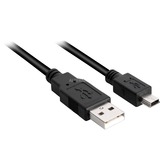 Sharkoon Câble USB 2.0, USB-A mâle > Mini USB mâle Noir, 2,0 Mètre, double blindage