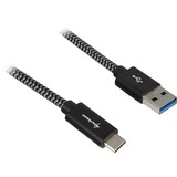 Sharkoon Câble USB 3.2, USB-A > USB-C Noir/gris, 1 mètre