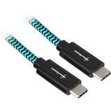 Sharkoon Câble USB 3.2, USB-C > USB-C Noir/Bleu clair, 1 mètre