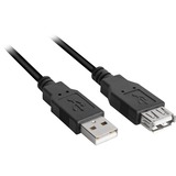 Sharkoon Câble d'extension USB 2.0, USB-A mâle > USB-A femelle Noir, 0,5 Mètre, double blindage