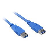 Sharkoon USB 3.0, Câble d'extension Bleu, 2 mètres