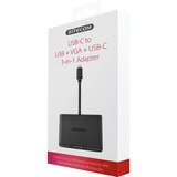 Sitecom USB-C vers USB + VGA + USB-C 3-en-1 , Adaptateur Noir