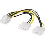 goobay Câble d'alimentation PCIe vers 2x 5.25" Noir/Jaune, 0,15 mètre