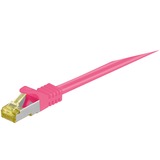 goobay Câble de raccordement RJ-45 S/FTP Cat.7 rose fuchsia, 10 mètres, Câble brut