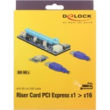 DeLOCK Carte Riser PCI Express x1 > x16 avec câble USB, Carte de montage 