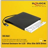 DeLOCK boîtier externe pour disques SATA Ultra Slim de 5,25 pouces, Boîtier disque dur Noir