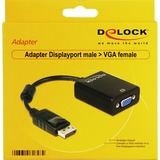 DeLOCK DisplayPort 1.2 (mâle) vers VGA (femelle), Adaptateur Noir, 12 centimètres