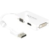 DeLOCK DisplayPort > VGA/HDMI/DVI, Adaptateur Blanc, 0,16 mètres