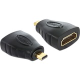 DeLOCK Micro-HDMI-D (mâle) > HDMI-A (femelle), Adaptateur Noir
