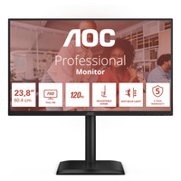AOC 24E4CV 23.8" Moniteur Noir, 1x DisplayPort, 1x HDMI, 1x USB-C, 4x USB-A, 1x RJ-45, 120 Hz