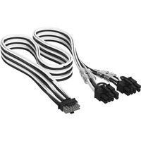 Corsair PCIe 12 V - 2 x 6 vers 2 x 8 broches (6+2 séparées), Câble Noir/Blanc, 650 mm