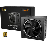 be quiet! Pure Power 13 M alimentation modulaire 650 watt Noir, 1x 12V-2x6, 2x PCIe, semi-passive, 80 Plus Gold, 650 W, 100 - 240 V, 720 W, 50/60 Hz, 10 A, 5 A