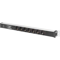 Digitus Bâti de prises avec profilé d'aluminium 1HE, 7 prises, Multiprise Noir/en aluminium