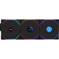 Lian Li UNI FAN TL120 LCD Wireless Triple Pack, Ventilateur de boîtier Noir, 4 broches PWM + 1x 9 broches USB, contrôleur inclus