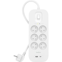 Belkin SurgePlus multiprise à 6 prises avec usb Blanc, 6x prises, 1x USB-C, 1x USB-A