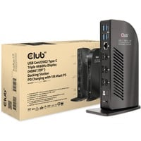 Club 3D Station d'accueil USB Gen2 Type-C Triple écran 4K60Hz Noir