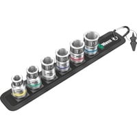 Wera Courroie C 1 Jeu de douilles Zyklop, 1/2", Clés mixtes à cliquet Noir, 7 pièces, avec fonction de maintien