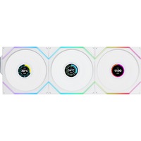 Lian Li UNI FAN TL120 LCD Wireless Triple Pack, Ventilateur de boîtier Blanc, 4 broches PWM + 1x 9 broches USB, contrôleur inclus