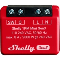 Shelly Plus 1PM Mini Gen3, Relais Rouge/Noir, Wifi