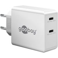 goobay Chargeur rapide USB-C PD Dual (36 W) Blanc, 2x USB-C, Power Delivery