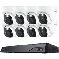 Reolink NVS16-12MD8, 12 MP PoE intelligent, Caméra de surveillance Blanc/Noir, 8 pièces, 12 MP, PoE, 4 To