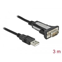 DeLOCK Adaptateur serie USB-A 2.0 > 1x RS-232 DB9, Câble Noir, 3 mètres