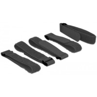 DeLOCK Colliers de serrage avec velcro, 5 pièces, Serre-câble Noir, L 300 mm x L 20 mm
