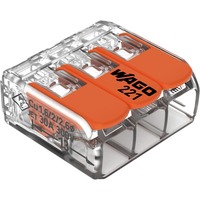 Wago Borne de raccordement Serie 221 COMPACT - 3x6 mm², Pince Transparent/Orange, 30 pièces