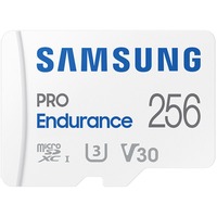 Samsung PRO Endurance 256 Go microSDXC (2022), Carte mémoire Blanc, UHS-I U3, Class 10, Incl. Adaptateur