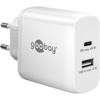 goobay 45W GaN USB-C PD Dual Fast Charger, Chargeur Blanc